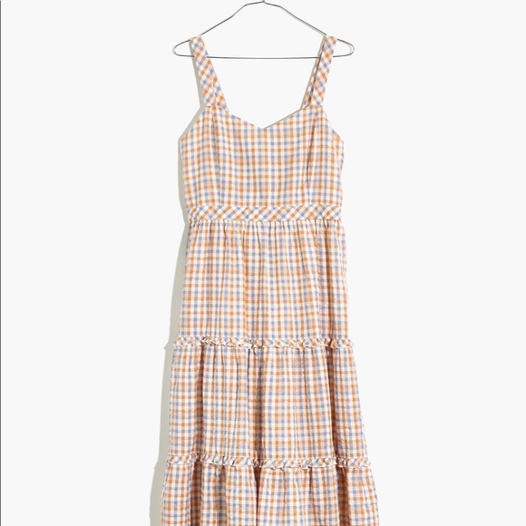 Madewell Dresses & Skirts - Madewell Gingham Sweetheart Ruffle-Tiered Midi Dress